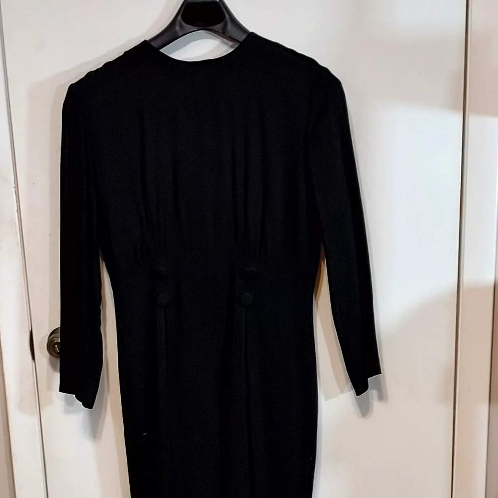 VTG Hearts Black Button Front Medi Dress. Little Black Dress